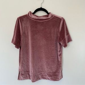 Anthropologie Pink Velvet Mock Neck Top size Small